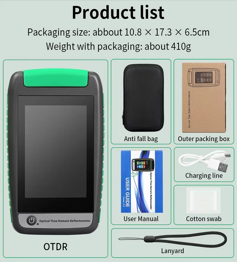 

OTDR 18/180/161A/U Optical Time Domain Reflectometer 1310/1550/1610nm 22/20dB 80KM Active Optical Fiber Test (optional)