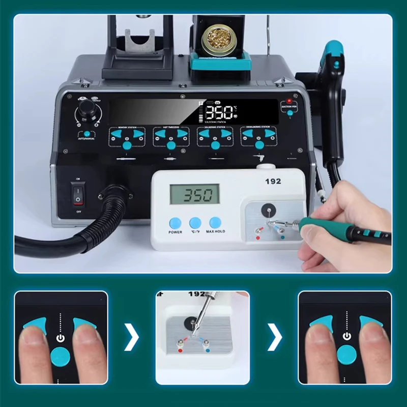 5-in-1 Repair and Desoldering Station C245/C210 Dual-Handle Hot Air Gun, Rework Soldering Iron Tweezers, Solder Suction Station,