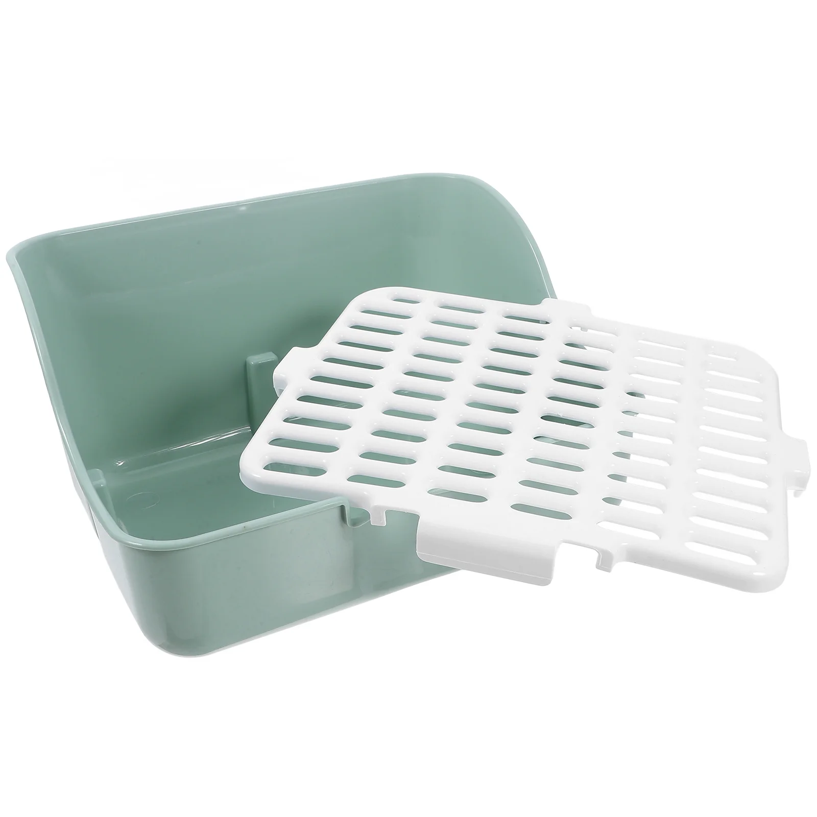 

Large Rabbit Litter Box Olive Green Anti Splash Stable Corner Toilet Pan for Guinea Pigs Ferrets Chinchillas Rabbit Litter Box