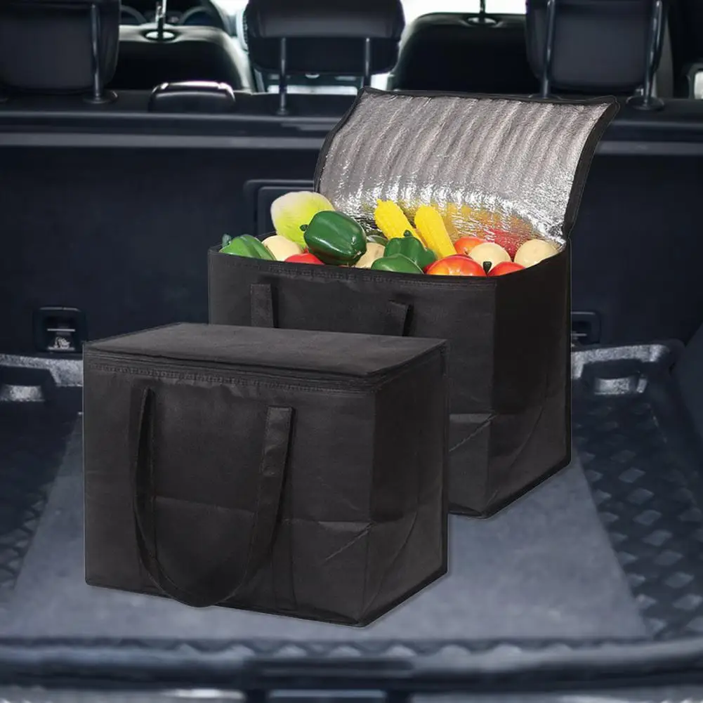 Fourre-tout isotherme de grande capacité, facile à nettoyer, pochette de stockage de fruits et aliments en aluminium pour parc, pique-nique d'automne