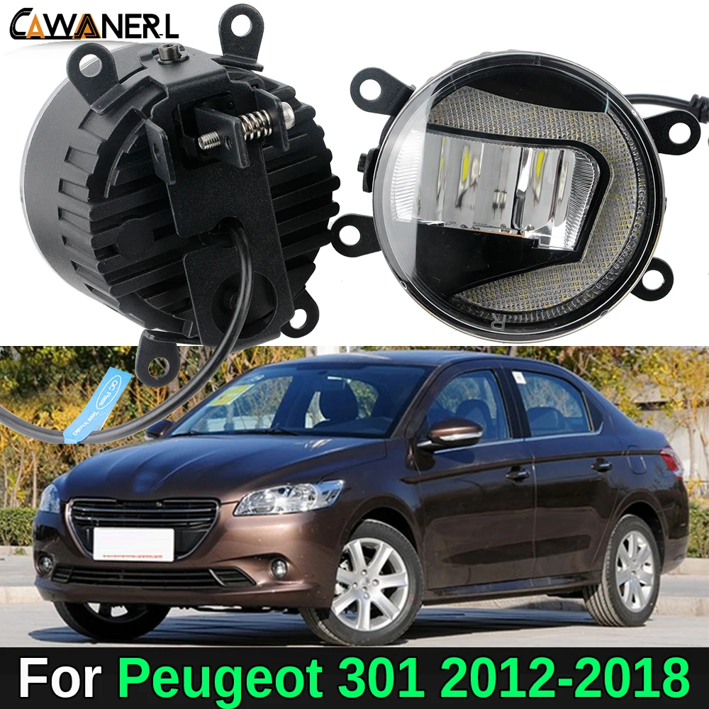 

2IN1 Car Front LED Fog Light with DRL Function Daytime Running Lamp 1 Pair For Peugeot 301 2012 2013 2014 2015 2016 2017 2018