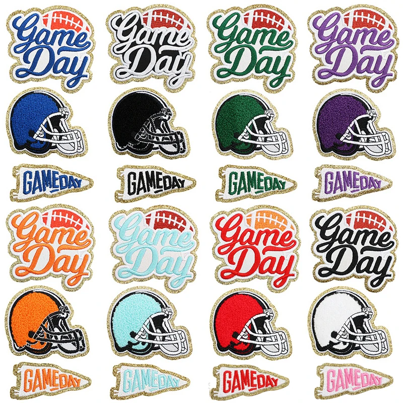 10pcs Game Day Ironing Patch Emblem Clothing Bag Hat Accessories Badge Sticker Embroidered Iron-on Patches DIY Craft Supplies