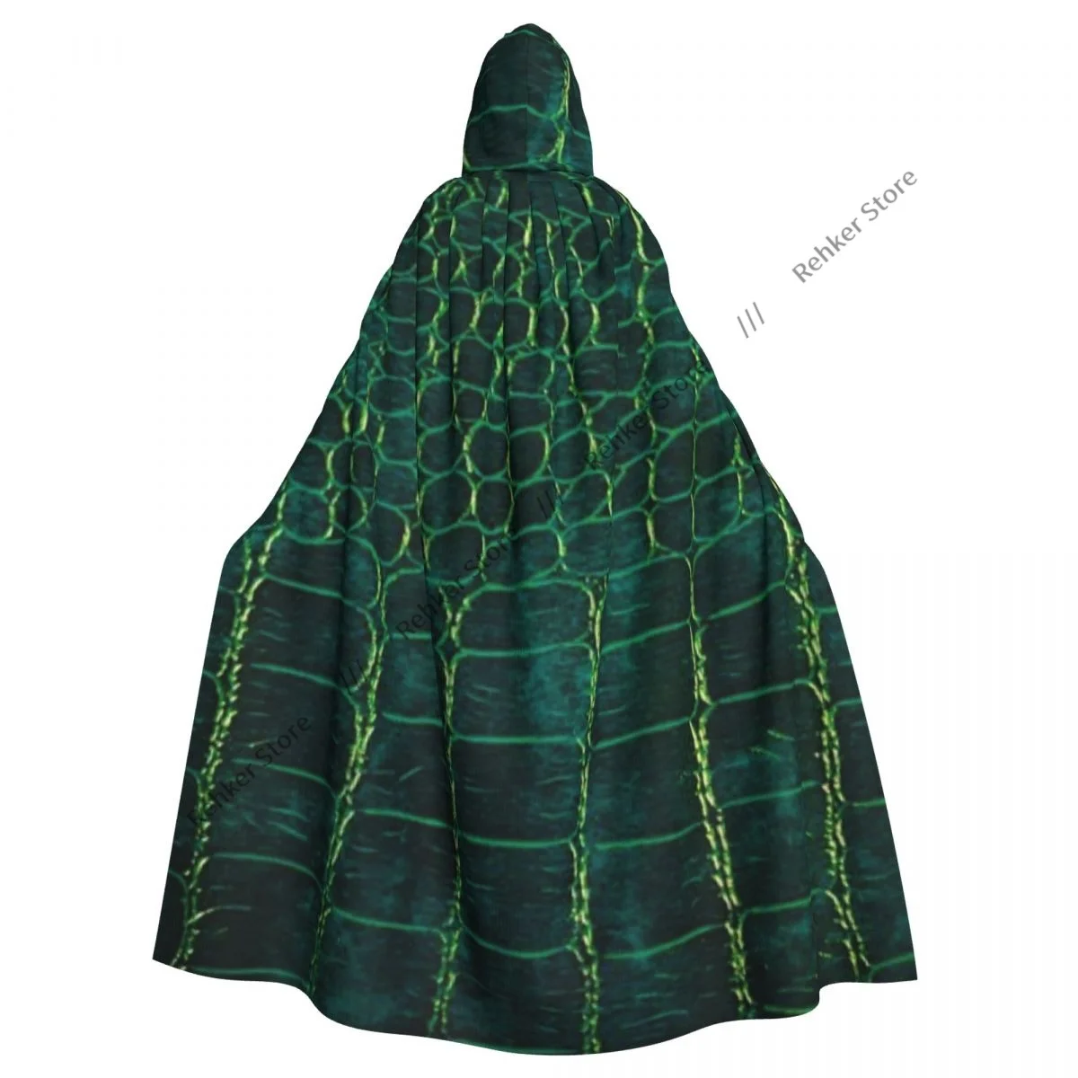 Snake Skin Dark Pattern Hooded Cloak Coat Halloween Cosplay Costume Vampire Devil Wizard Cape Gown Party