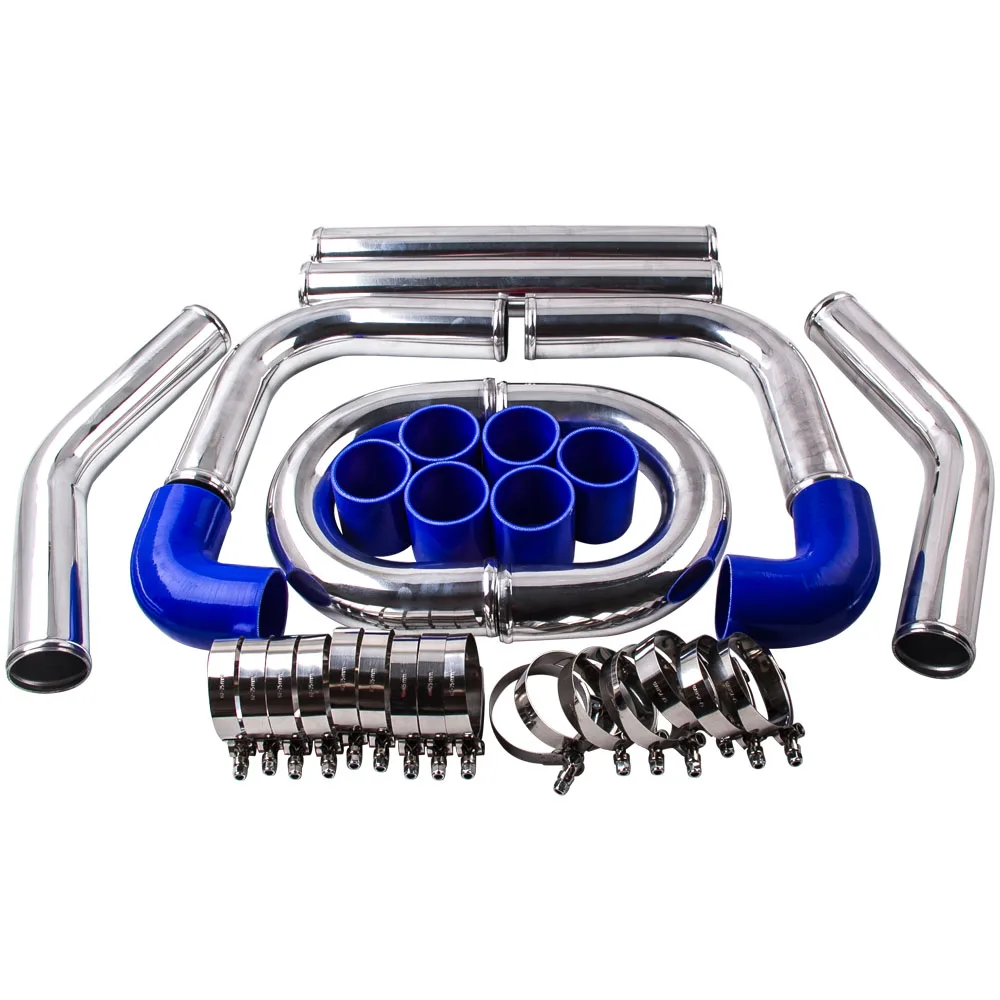 

MaXpeedingrods 2.5" 64mm Aluminum Universal Intercooler Turbo Piping Pipe Kits & Blue Hose Kits