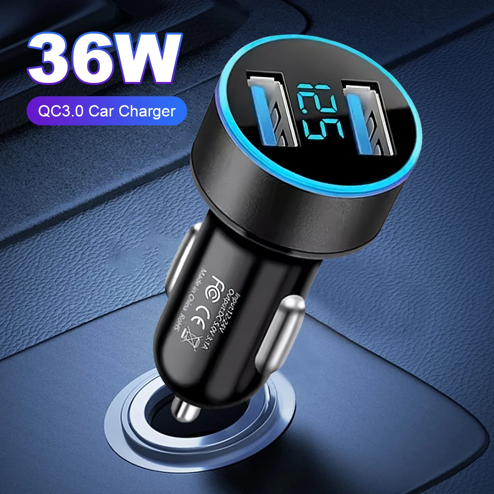 36 واط ولاعة السجائر المقبس الفاصل المزدوج USB PD QC3.0 شاحن سريع الجهد عرض شاحن الهاتف آيفون سامسونج Xiaomi
