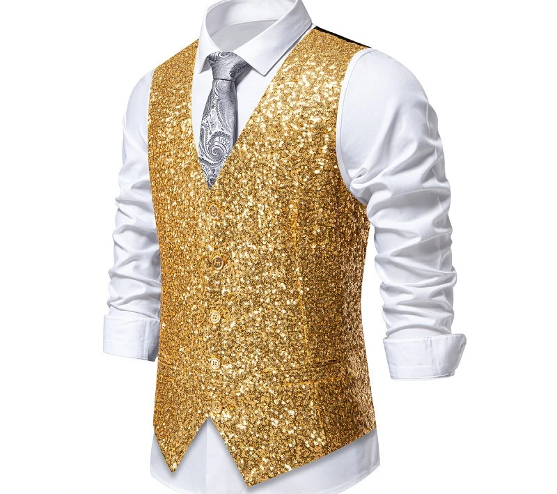 

Men's Sequined Vest Nightclub Vest Master Of Ceremonies Performance Suit Host Performance Suit Vest