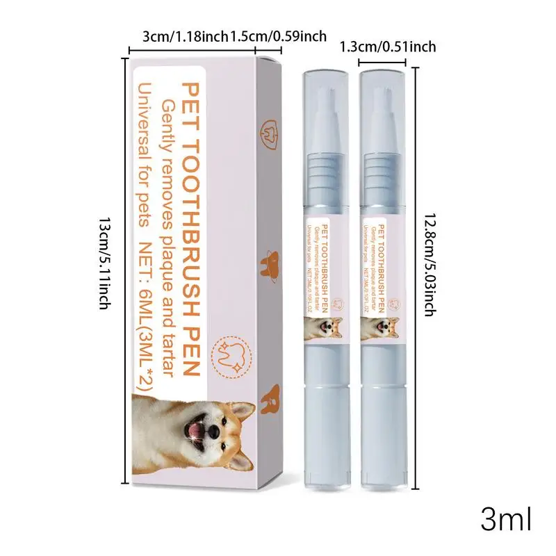 Pet Toothbrush Pen 2pcs Soft Bristles Dog Oral Stone Cleaning Pen Natural Plant Substance Dog Cat Tooth Scaler Toothbrush Pen