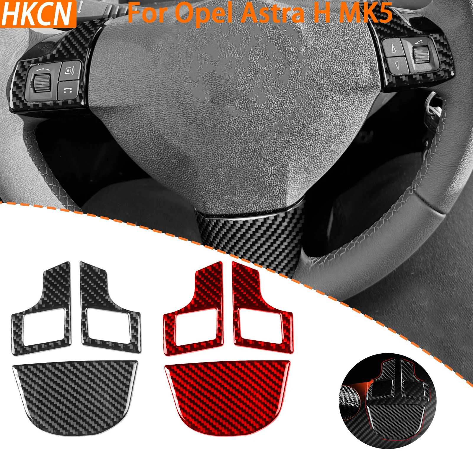 

For Opel Astra H MK5 2004-2010 Carbon Fiber Steering Wheel Multi-function Button Lower Cover Panel Interior Accessory Sticker
