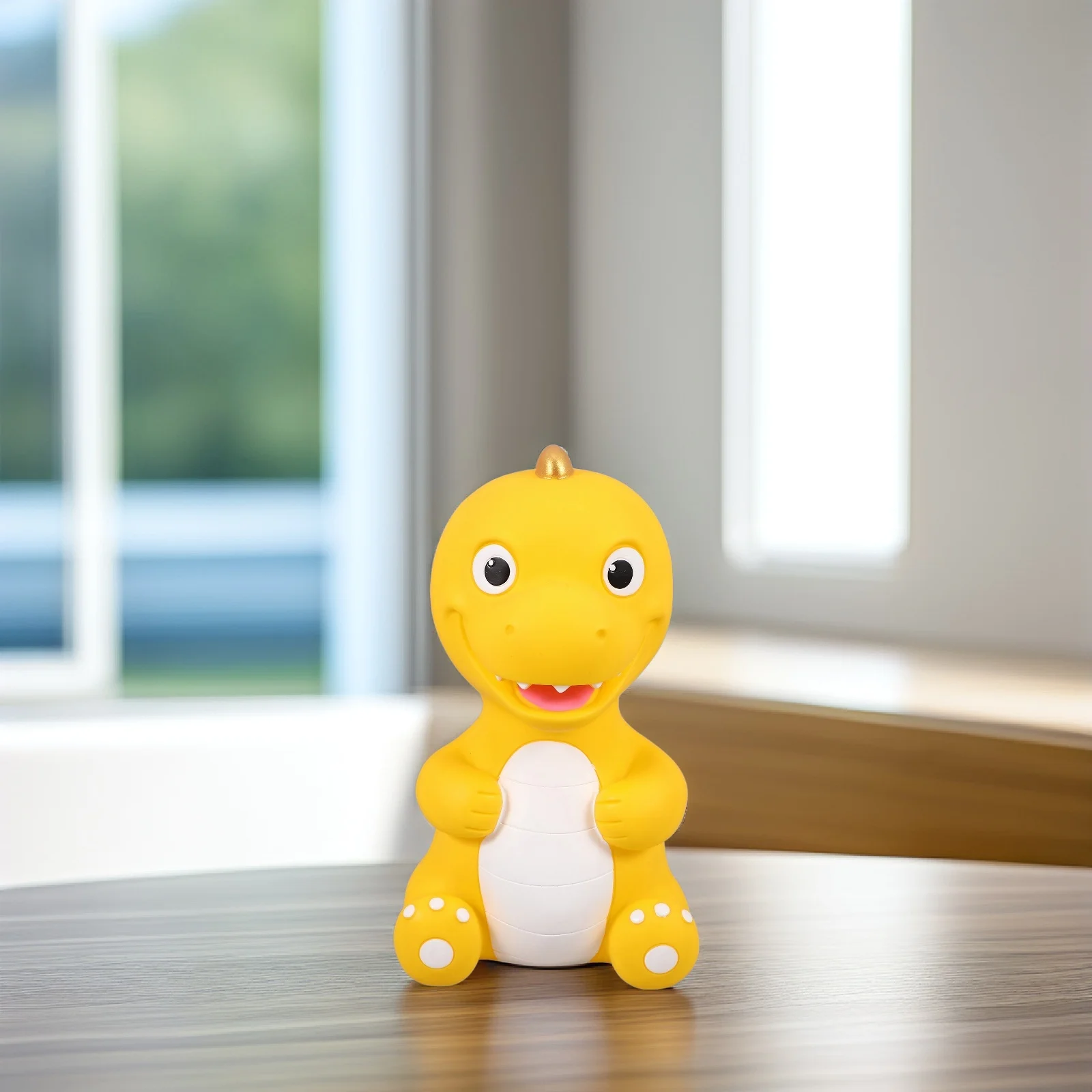 

1pc Dinosaur Shaped Bank Cute Vinyl Coin Container Yellow Vinyl Coin Container Kids Girls Money Box Savings Home Office Decor