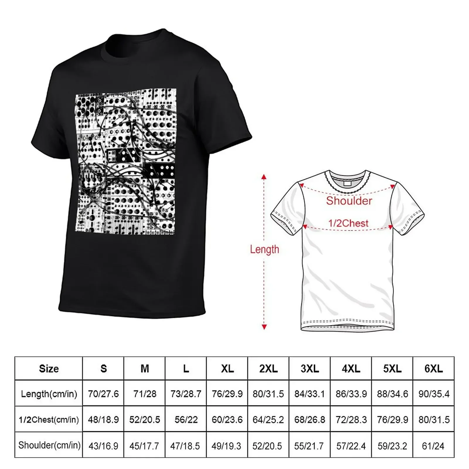 analog synthesizer modular system - black and white illustration T-Shirt customs design your own oversized t shirts for men pack