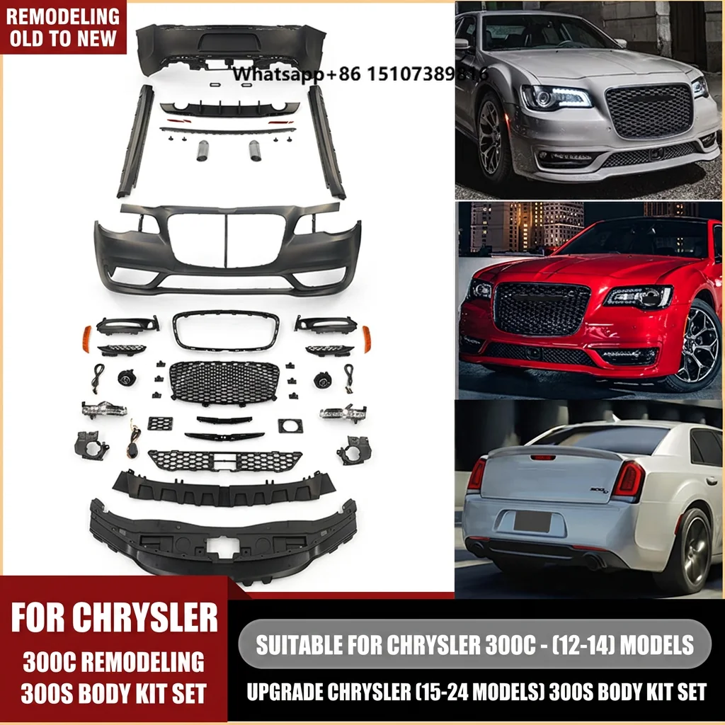 Car 300C 2012-2014 Upgrade 2015-2024 300S Style Front Rear Bumper Facelift Body Kit for 300C 2012-2014 Conversion Kit