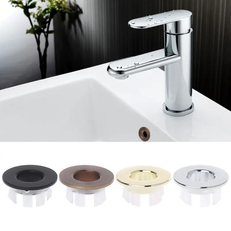 Cubierta desbordamiento para lavabo baño, inserto redondo seis pies, tapa agujero anillo cromado, envío directo