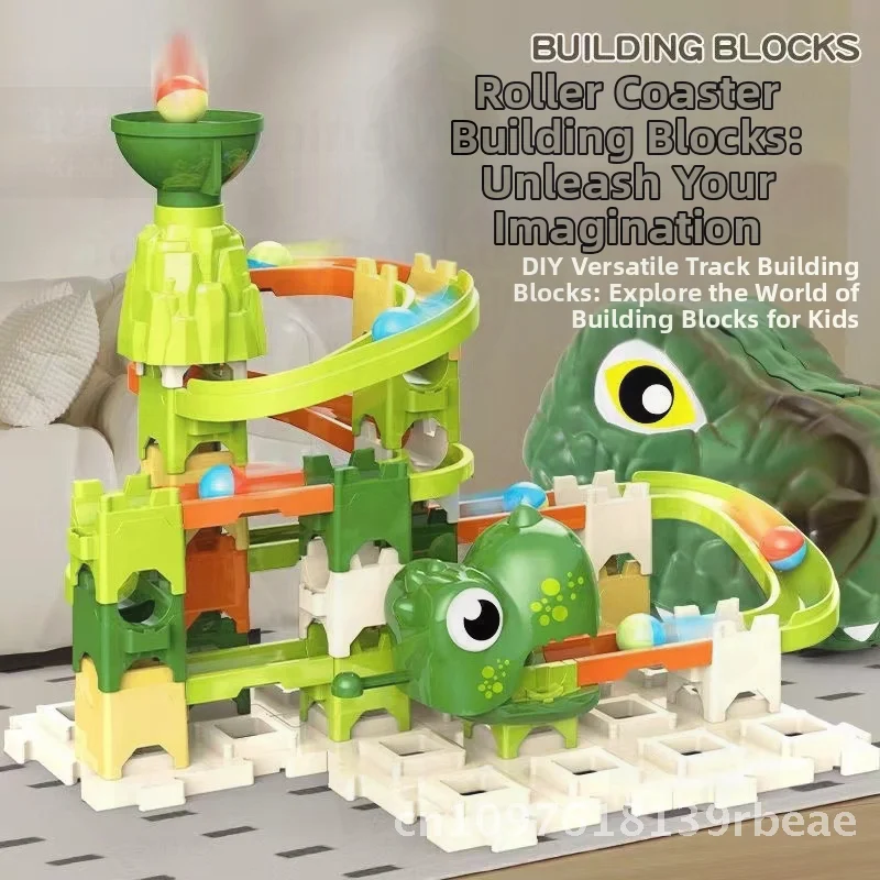 Dinosaur Themed Ejection Ball Track Building Blocks Set - Big Particle Educational Toy for Children Adventure & Learning Fun