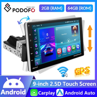 Podofo Android 1 din Car Radio Stereo Carplay Removable Screen AI Voice Bluetooth EQ FM Radio Mirror Link Car Multimedia Player