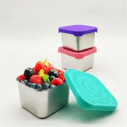 1Pc 304 Square Stainless Steel Sauce Cup With Lid Outdoor Portable Dipping Saucer Large Square Stainless Steel Snack Container