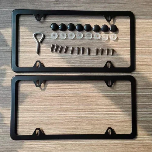 2 قطعة إطارات لوحة ترخيص الفولاذ المقاوم للصدأ أغطية لوحة ترخيص السيارة تصميم نحيف مع أغطية غسالة البراغي للمركبات الأمريكية #3