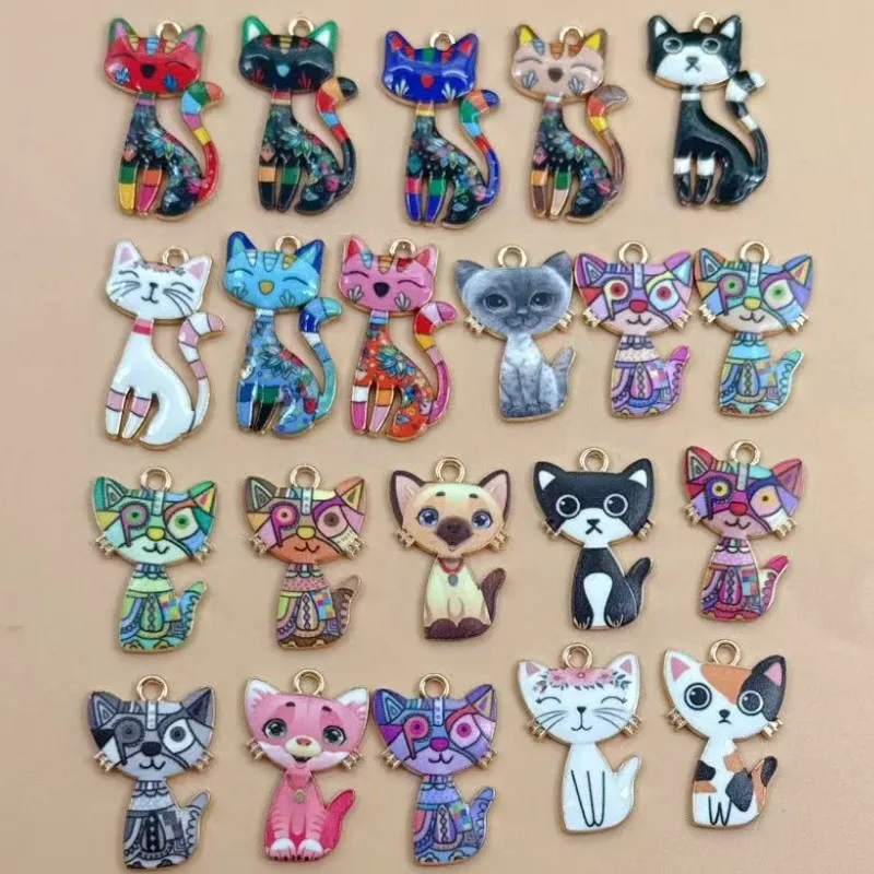 10pcs Animal Cat Alloy Metal Charm for Jewelry Making Necklace Bracelet Earring Keychain Pendant Diy Accessories
