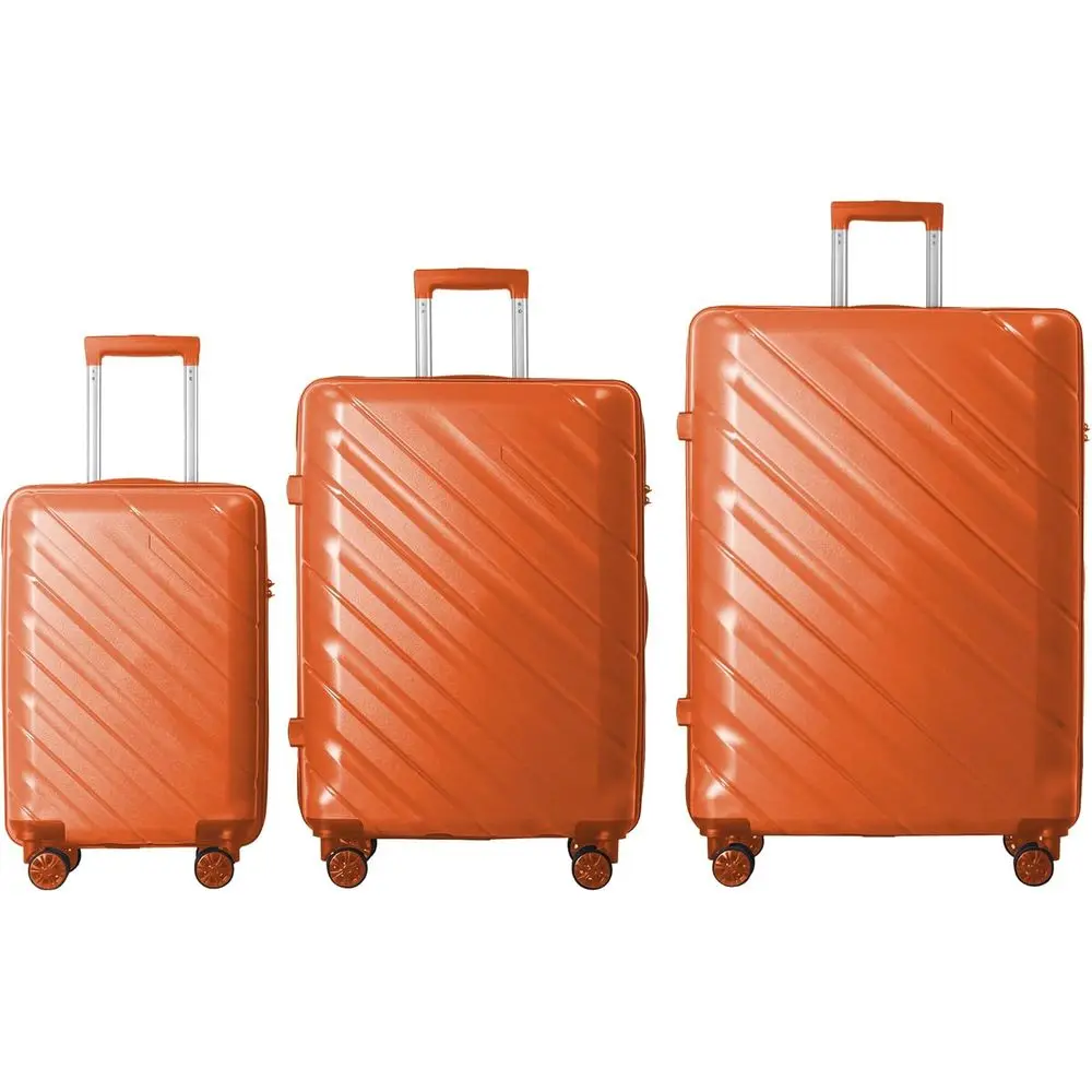 

3-Piece Luggage Set with Spinner Wheels and Scratch-Resistant Hardshell (Orange)