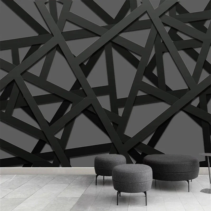 Customized products Mural Wallpaper 3D Stereo Black Cool Geometry KTV Bar Creative Art Living room TV background wall bedroom 8d