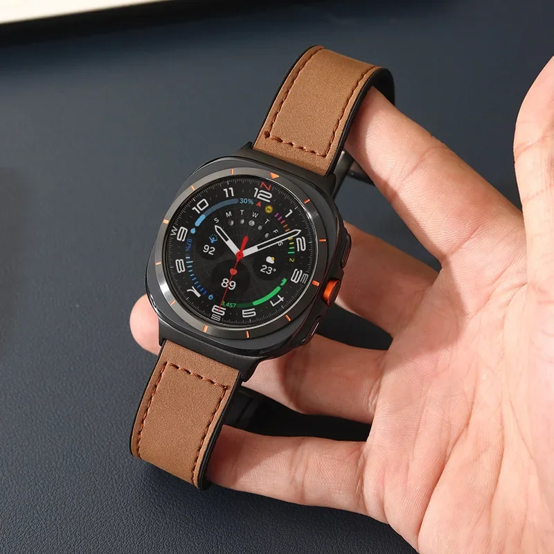 

Pop Band For Samsung Galaxy Watch 7 Ultra 47mm Magnetic Buckle Strap Men Silicone Leather Bracelet Correa For Galaxy Ultra 7 47m