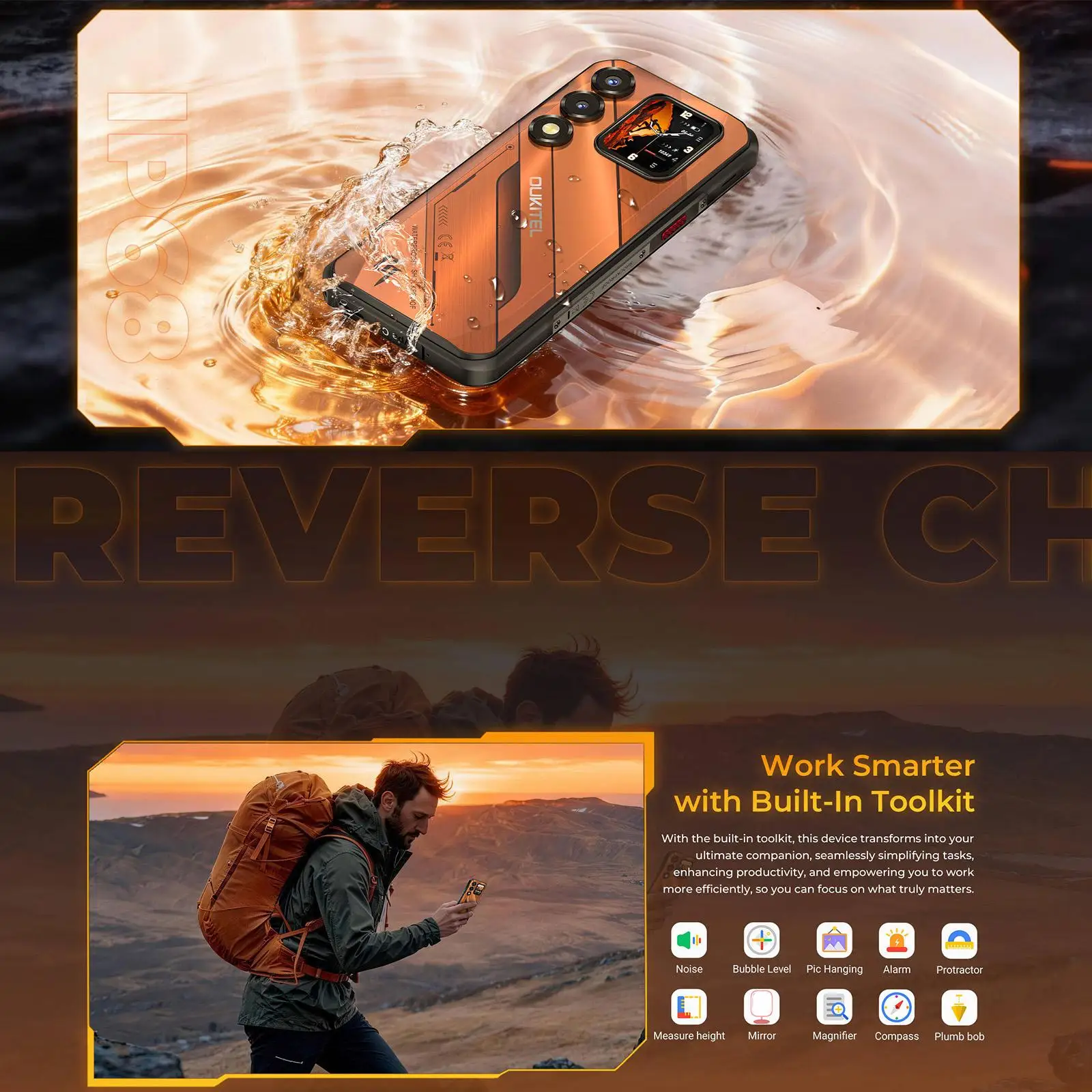 Oukitel WP66 Rugged Phone 12GB+512GB 6.6'' Android 16 Dimensity 7025 108MP Camera 33W NFC 5G Smartphone