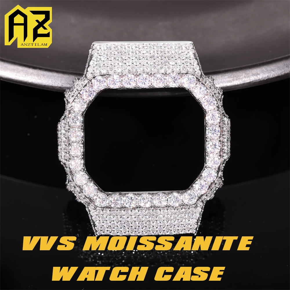 

Anztilam VVS Moissanite Watch Case For CAS** DW5600 Bling Brass Can Pass Diamonds Tester With GRA Wrist Diamonds Case Free Ship