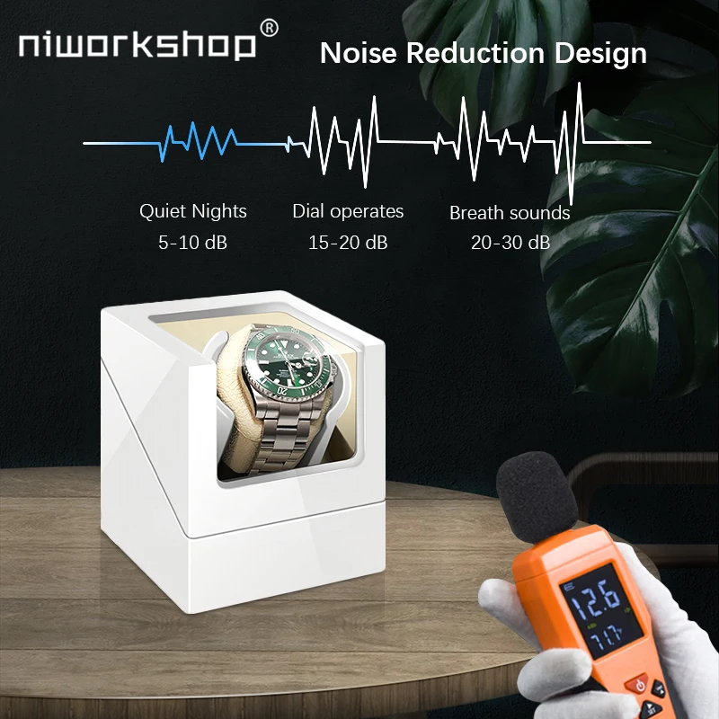 Niworkshop Automatic Watch Winder, 1 Slot Watch Box, Piano Finish Watch Storage Case with Silent Motor, Flexible Watch Pillow