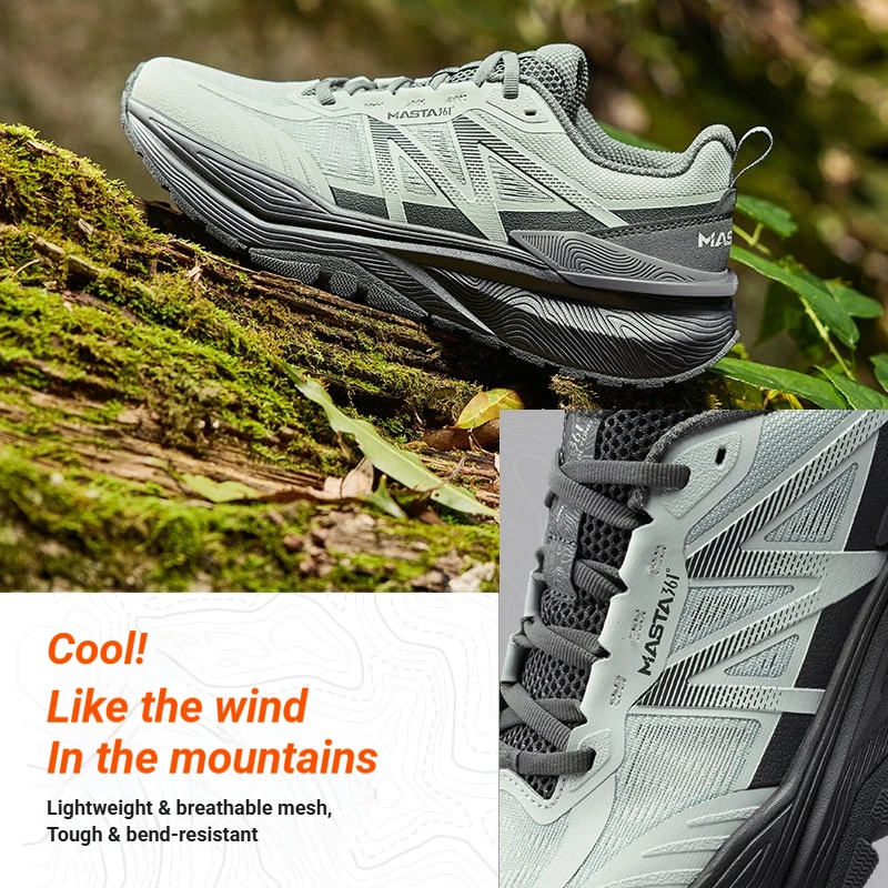361 Degrees Shanxu Men's Outdoor Shoes Lightweight Soft Mesh Breathable Durable Rubber Anti-slip Male Hiking Sneakers 672623302