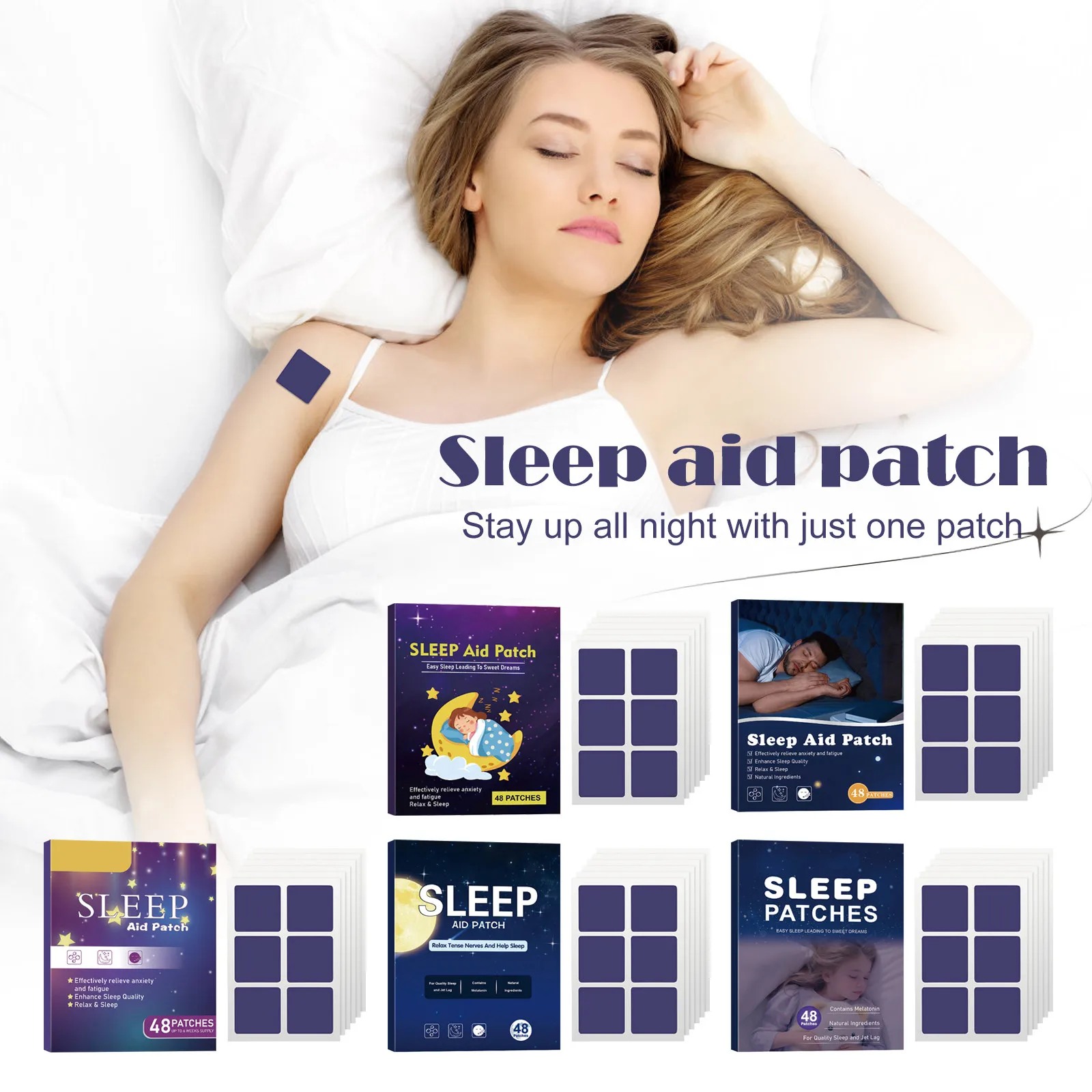 48 Stück Schlafhilfe-Patch, lindert Stress, Angstzustände, behandelt Schlaflosigkeit, Aufkleber, schlafen schnell, Aufkleber, einfach zu bedienendes Schlaf-Patch