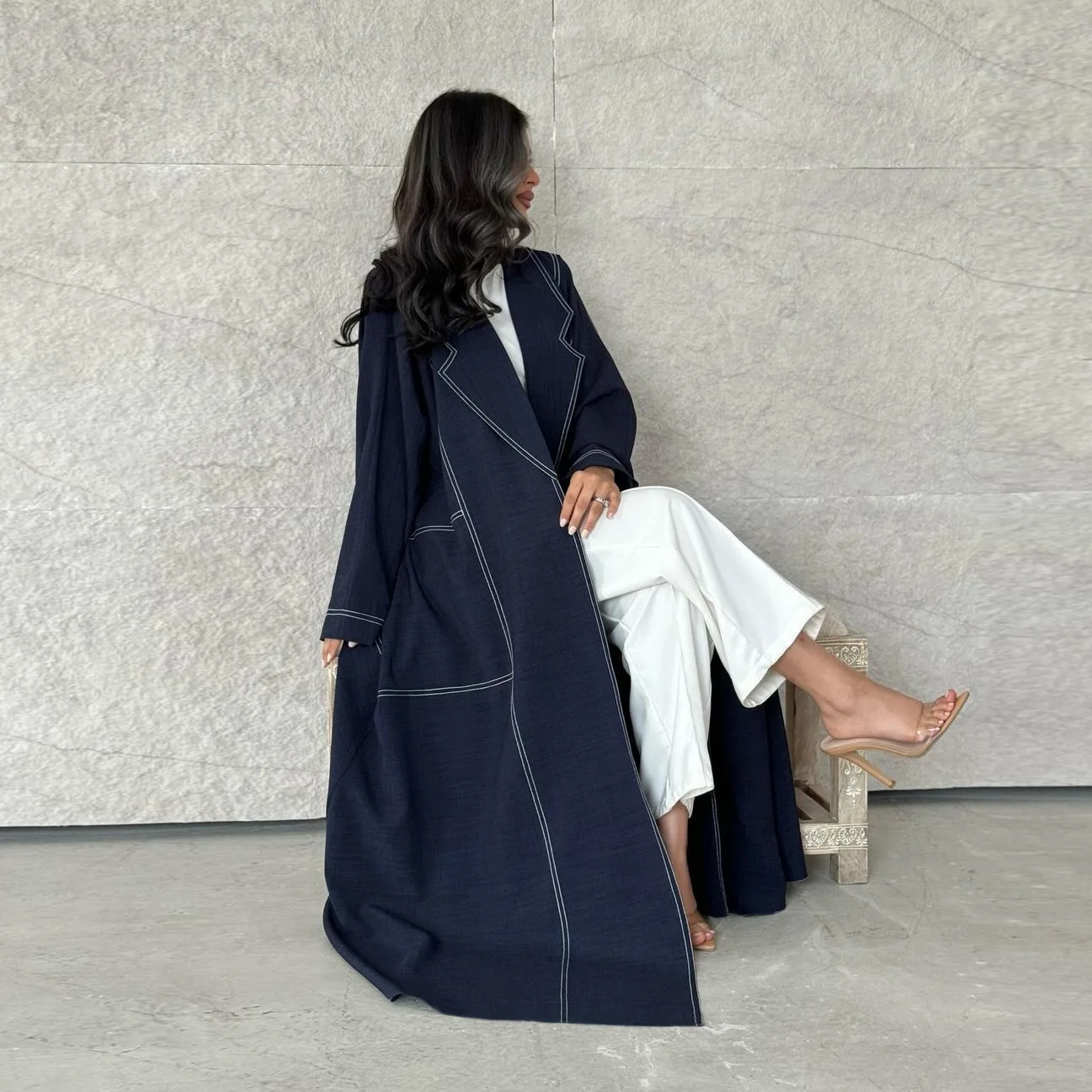 Eid Open Kimono Abaya Dubai 2024 Denim Muslim Modest Dress for Women Kaftan Islam Robe Femme Musulmane Jalabiya Kebaya Djellaba