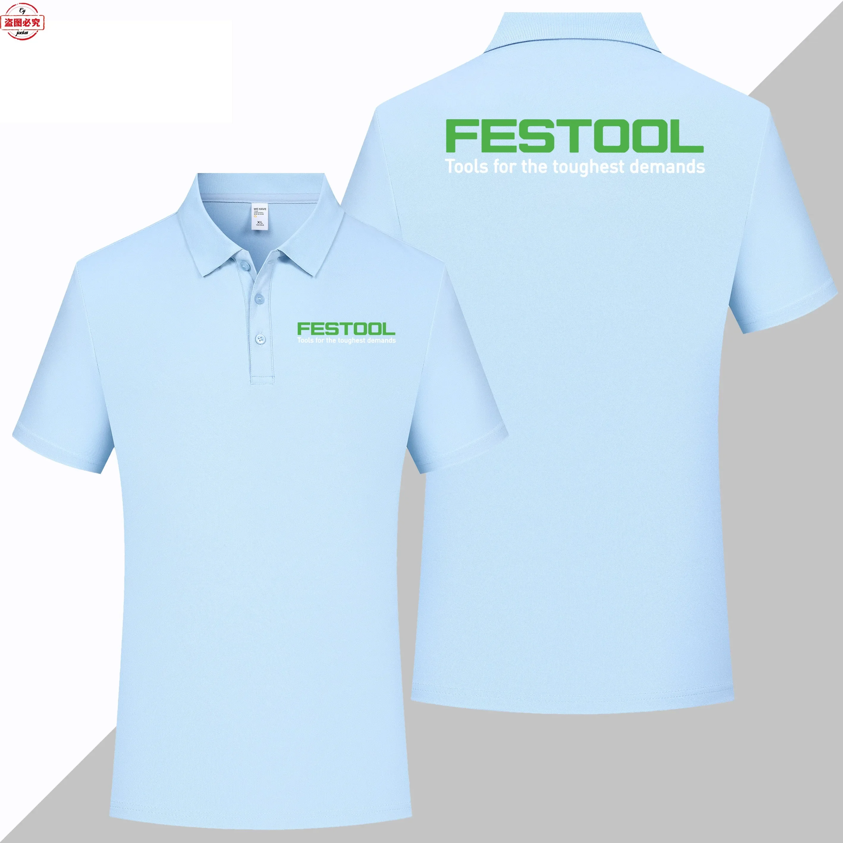 Festool Logo Printed Workwear Men's Festool Short Sleeved Business Casual Sports T-shirt Lapel Polo Shirt Team Uniform