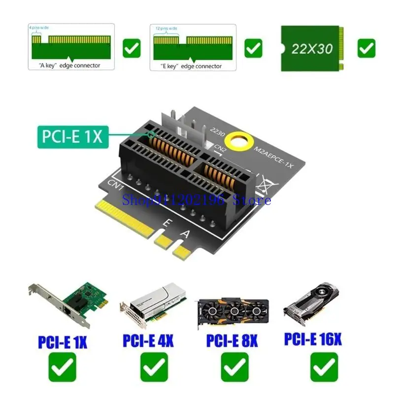 

P82A PCIE 1X к M.2 B Адаптерная карта Слот PCIE 1X к M.2 A + E Конвертер Riser Card 4-контактный источник питания 2230
