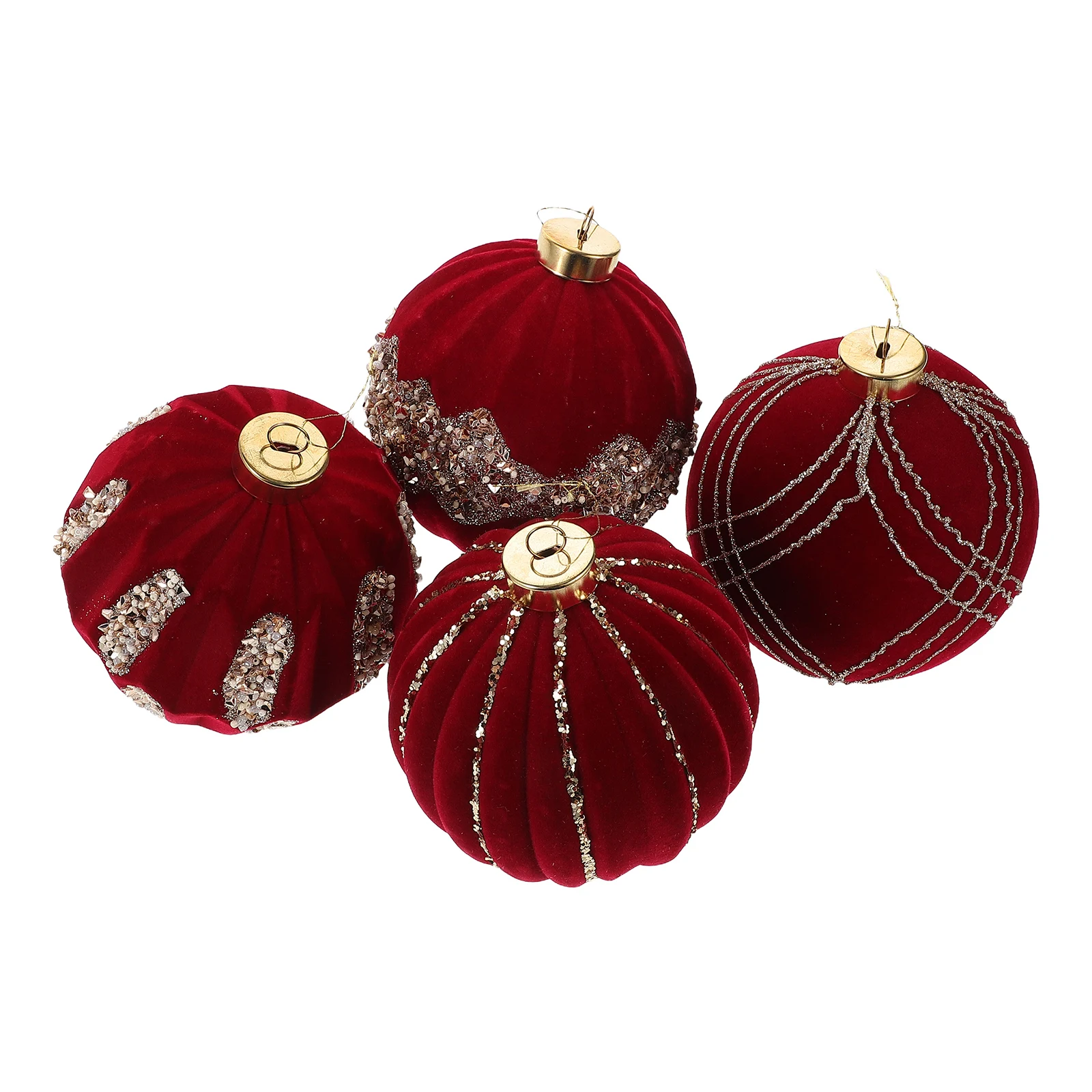 

4pcs 10Cm Christmas Tree Ornaments Shatterproof Holiday Baubles Red Xmas Party Decorations Flocked Glitter Balls Wedding Hanging