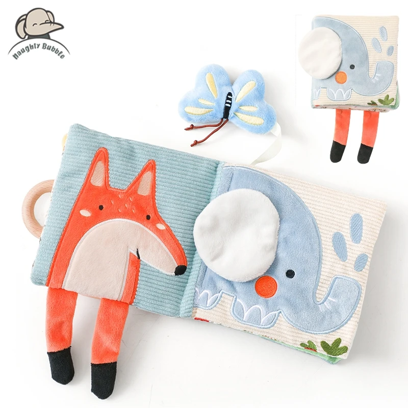 Baby Montessori Toy Soft Baby Book 3D Touch Feel High Contrast Cloth Book Sensory Early Learning Stroller Toy For Infant Toddler