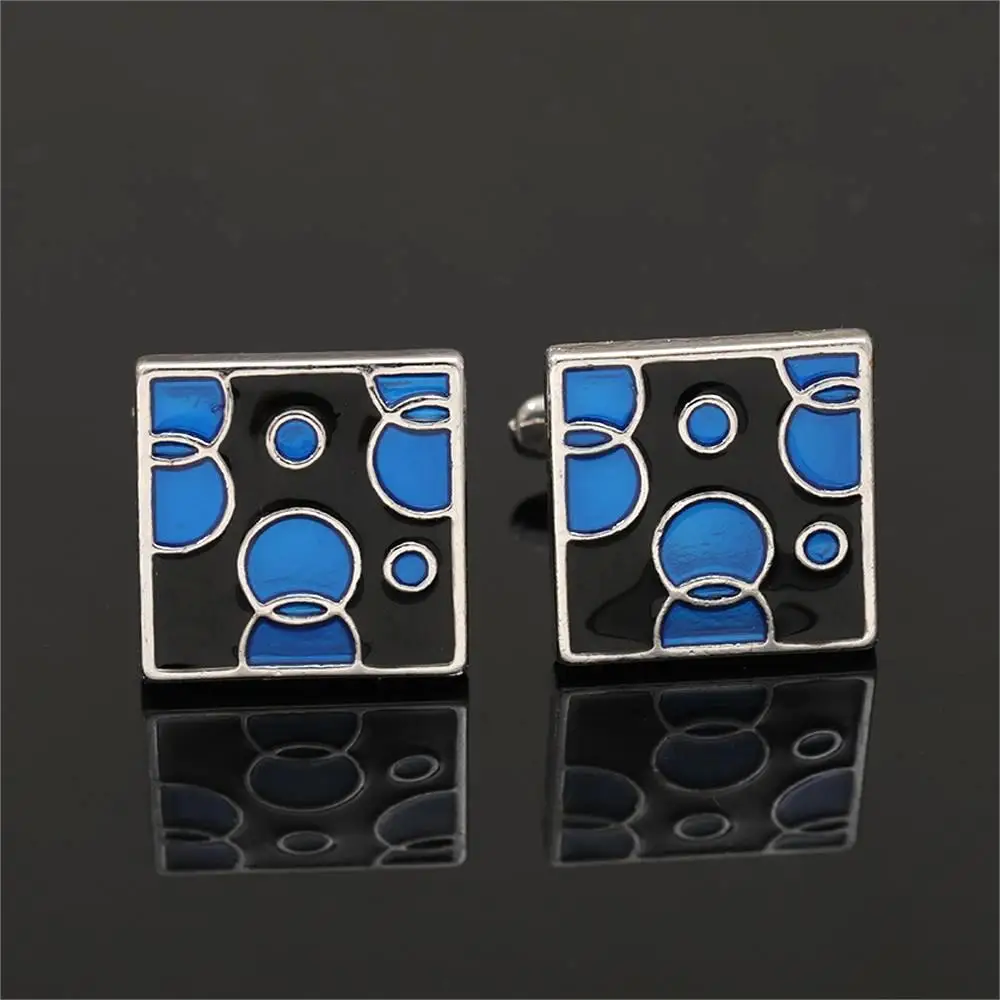 

Novelty Blue Mens Baked Bubble Pattern Square Cufflinks For French Shirt Suit Gemelos