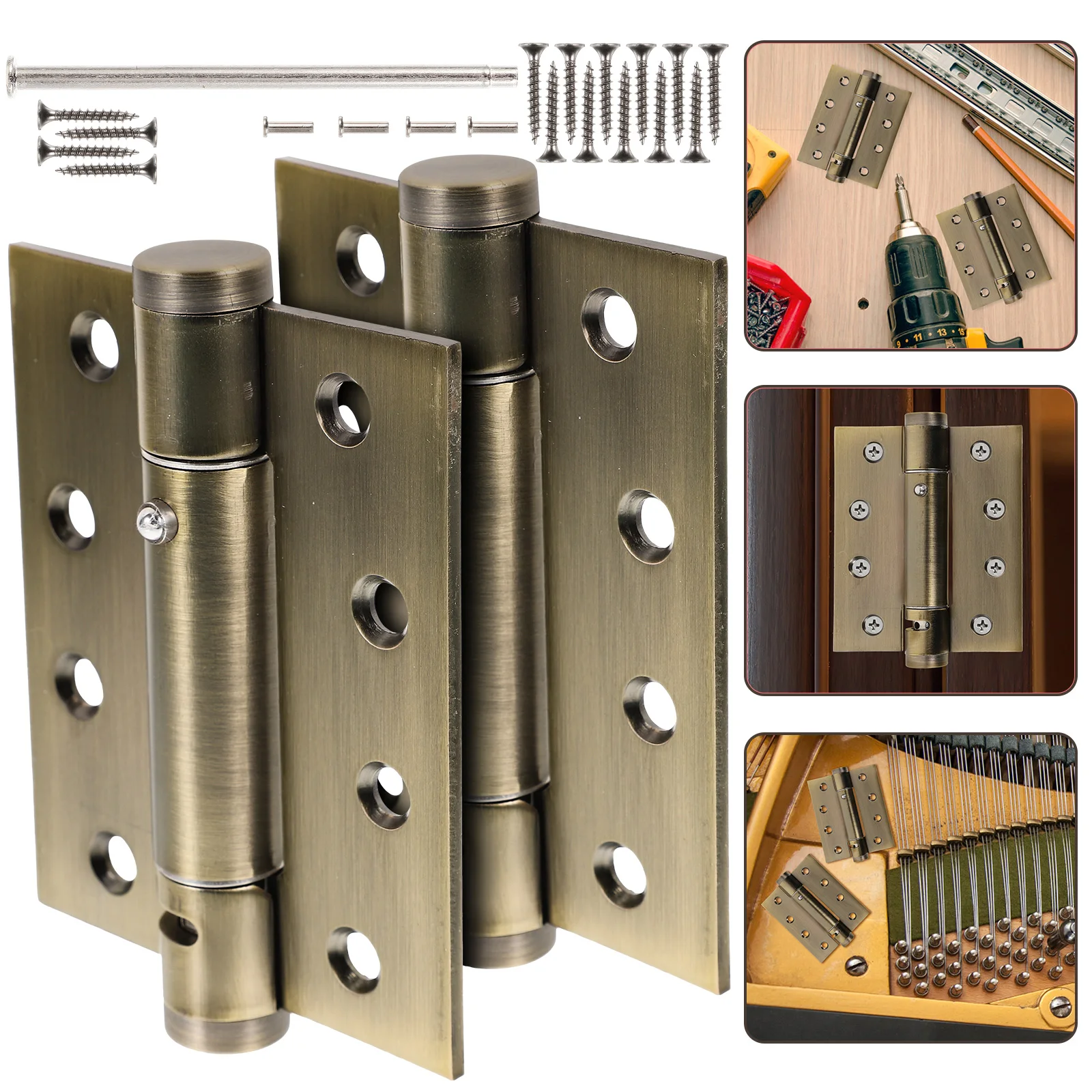 

2 Pcs Self Closing Door Hinges Stainless Steel Heavy Duty Automatic Door Closer for Wood Screen Gate Exterior Spring Loaded