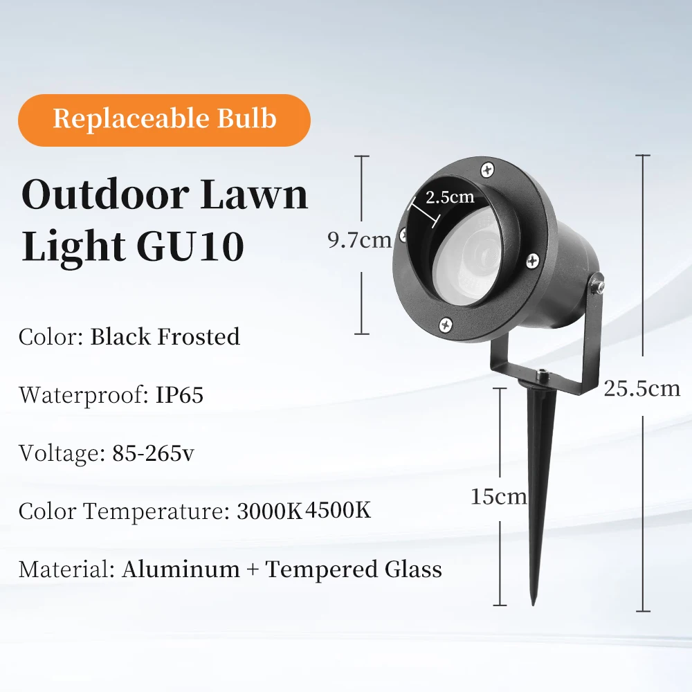 CANMEIJIA LED-Rasenleuchte für den Außenbereich, GU10, austauschbare Glühbirne, Wegelampe, wasserdicht, Garten- und Terrassenlampe, 85–265 V, Landschaftsstrahler, Gehweg, Hof 4