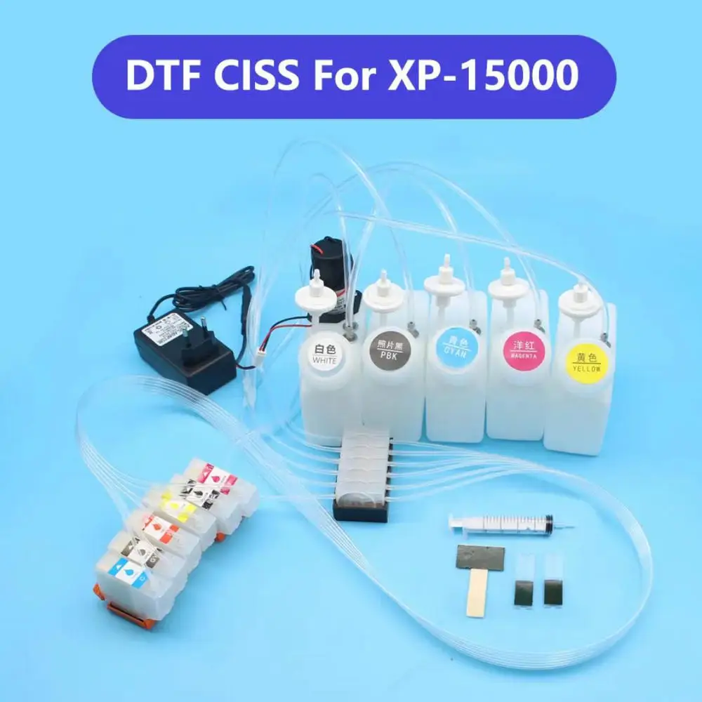 Xp 15000 DTF CISS White Ink System For Epson XP15000 DTF Continuous Ink Supply With Stirrer Mixer Bulk Ink Tank Kit Equipment