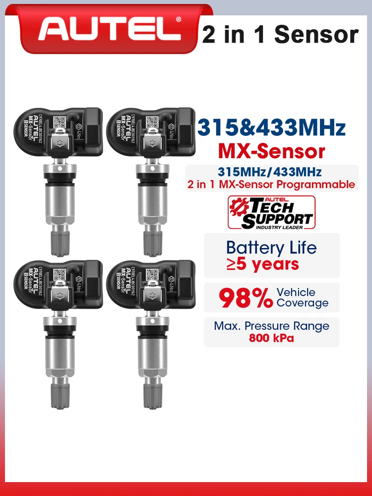 Autel TPMS MX-Sensor 2in1 315MHz 433MHz TPMS Sensor Band Reparatie Tools Scanner Bandenspanning Monitoring Programmeerbare Sensoren - afbeelding 2