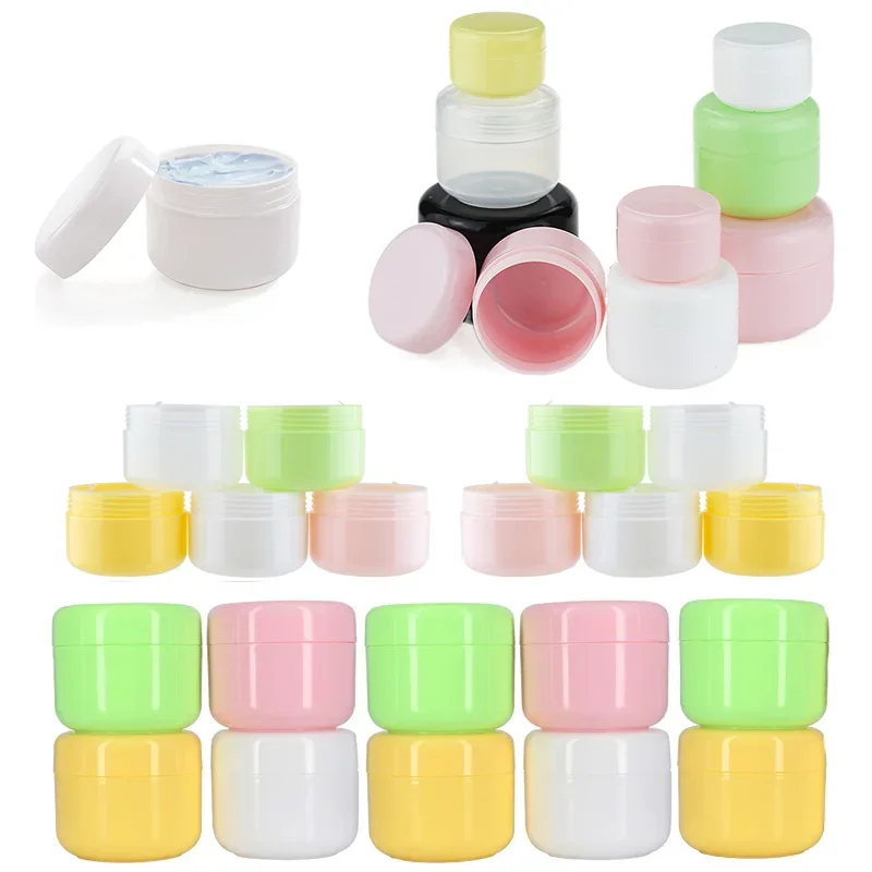 나사 뚜껑이 있는 원형 플라스틱 화장품 항아리, 10g-100g, 로션 여행 샘플 리필 가능한 용기, 메이크업 페이스 크림