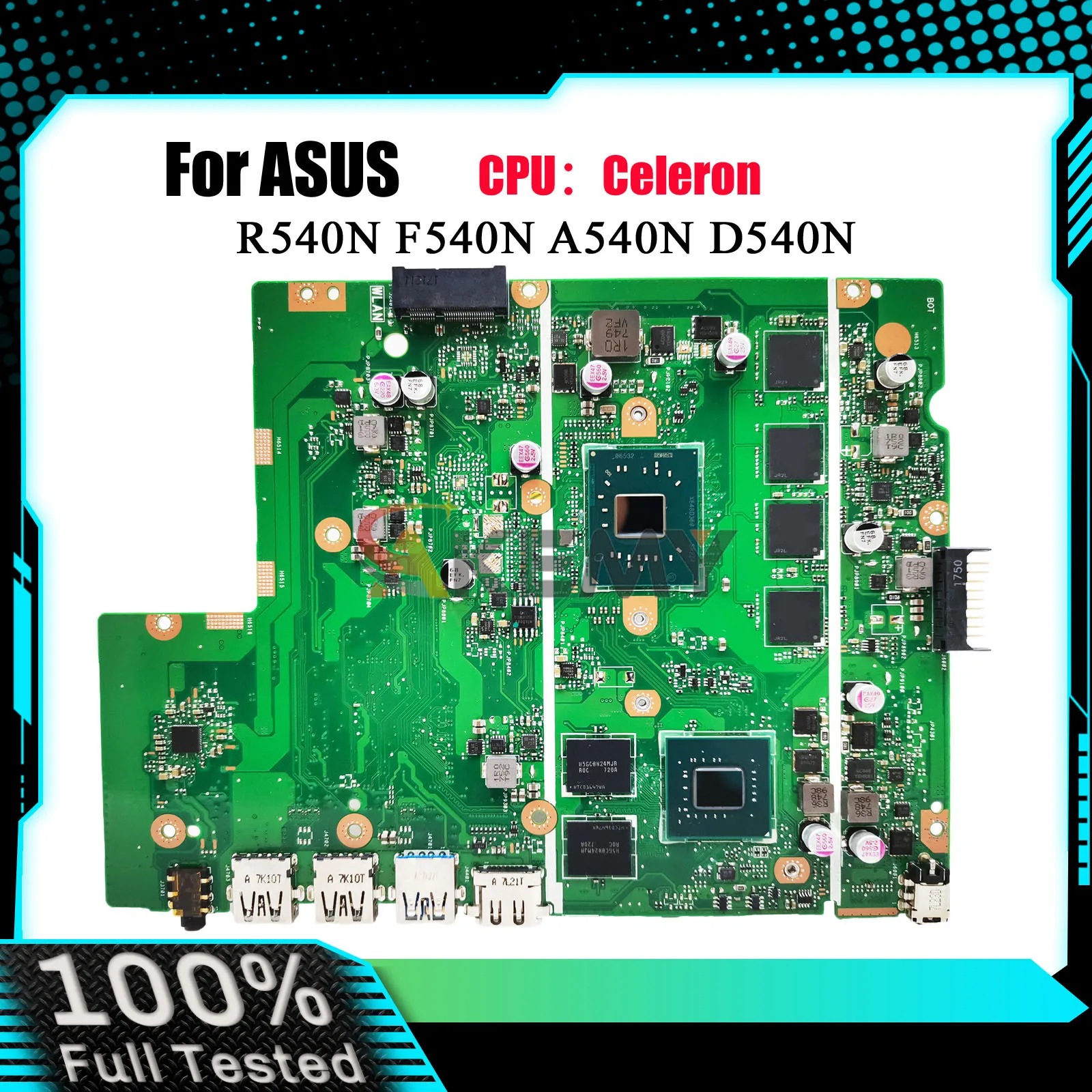 

Материнская плата X540NV для ноутбуков ASUS VivoBook X540N R540N D540N A540N F540N X540NV с процессором Celeron, 100% протестирована, в наличии