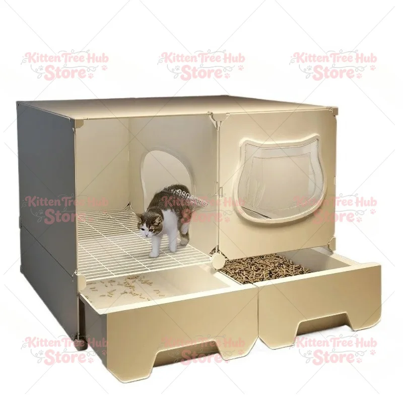 Extra Large Semi Enclosed Cat Litter Box Corridor Design Anti Splash Dust Proof Cat Toilet for Large Breed Cats