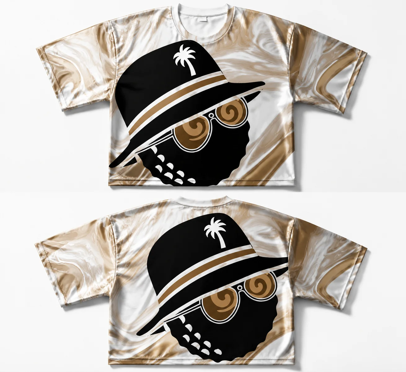 Unisex Trendy Graphic Print T-shirt with Bucket Hat and Sunglasses Print, Perfect for Summer Streetwear T-shirts