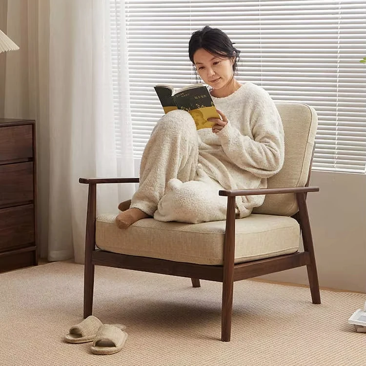 

# Wood Black Walnut Lounger Recliner Home Living Room Leisure Sofa Chair Bedroom Hotel Use