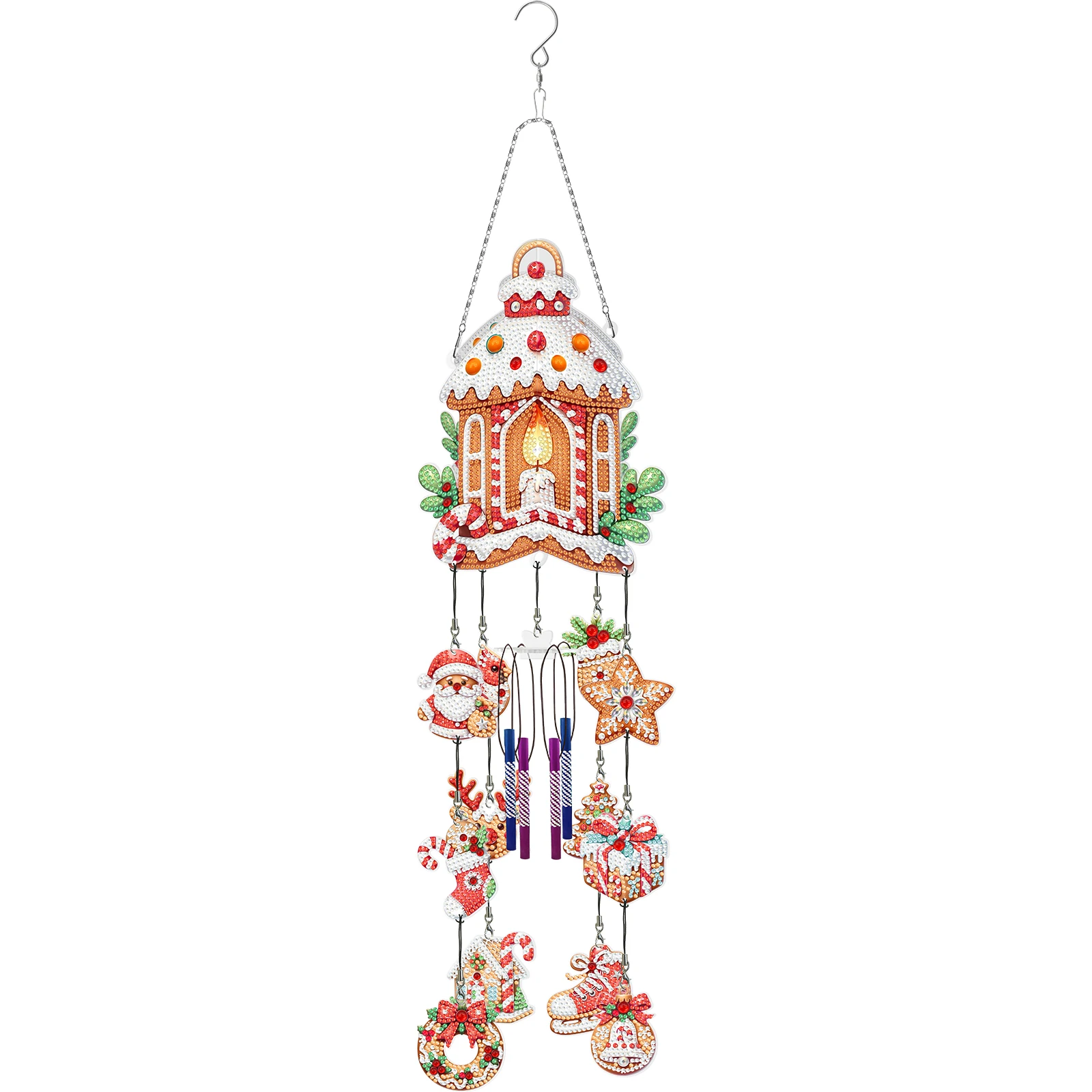 DIY 5D Diamond Painting Wind Chimes Kits for Adults Double Sided Crystal Christmas Candle Diamond Art