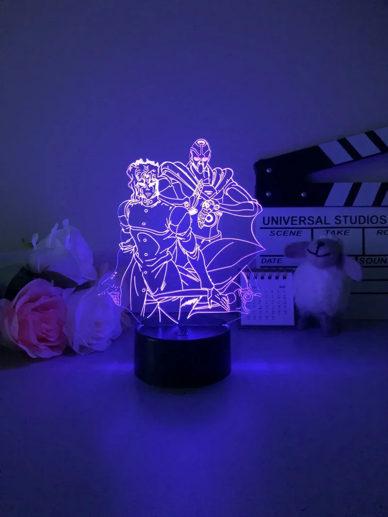 Lampka nocna 3D Led JoJo Bizarre Adventure lampka nocna Anime Noriaki Kakyoin 7/16 kolorowa japońska Manga lampka nocna prezenty dla dzieci