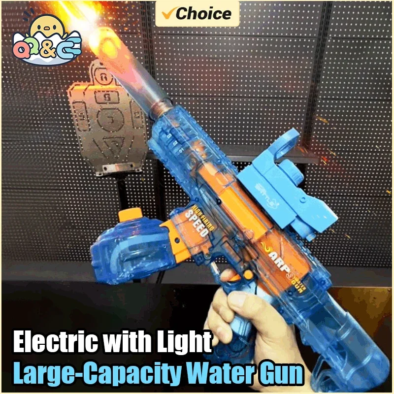 Electric Water Guns Automatic Absorption with Light UMP45 Large-Capacity Water Spary Play Outdoor Beach Toys for Kids Gifts