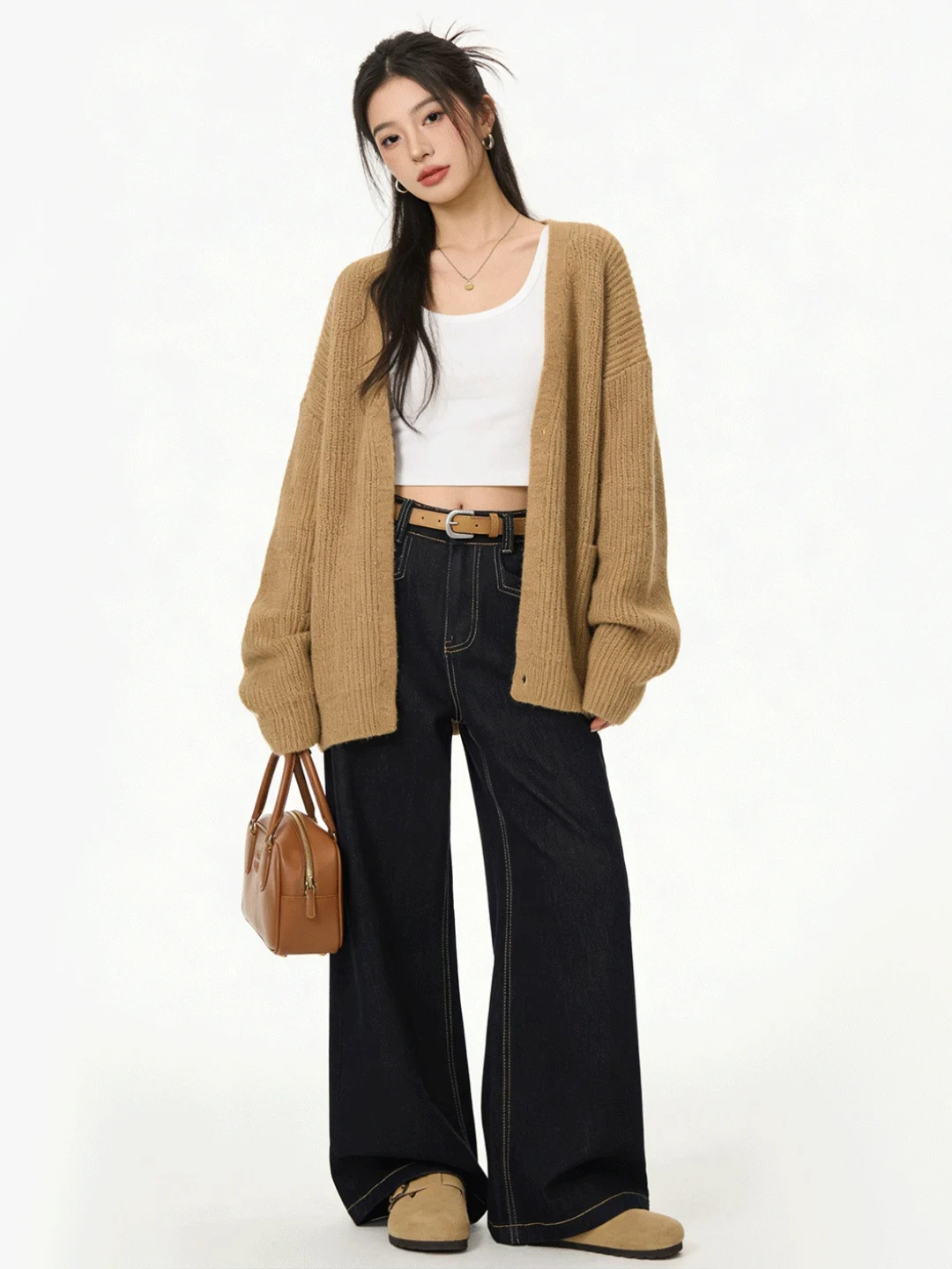 

High Waist Draped Slimming Vintage Blue Jeans Early Spring New Sle 2026 Versatile Wide Leg Long Pants Simple Korean Sle