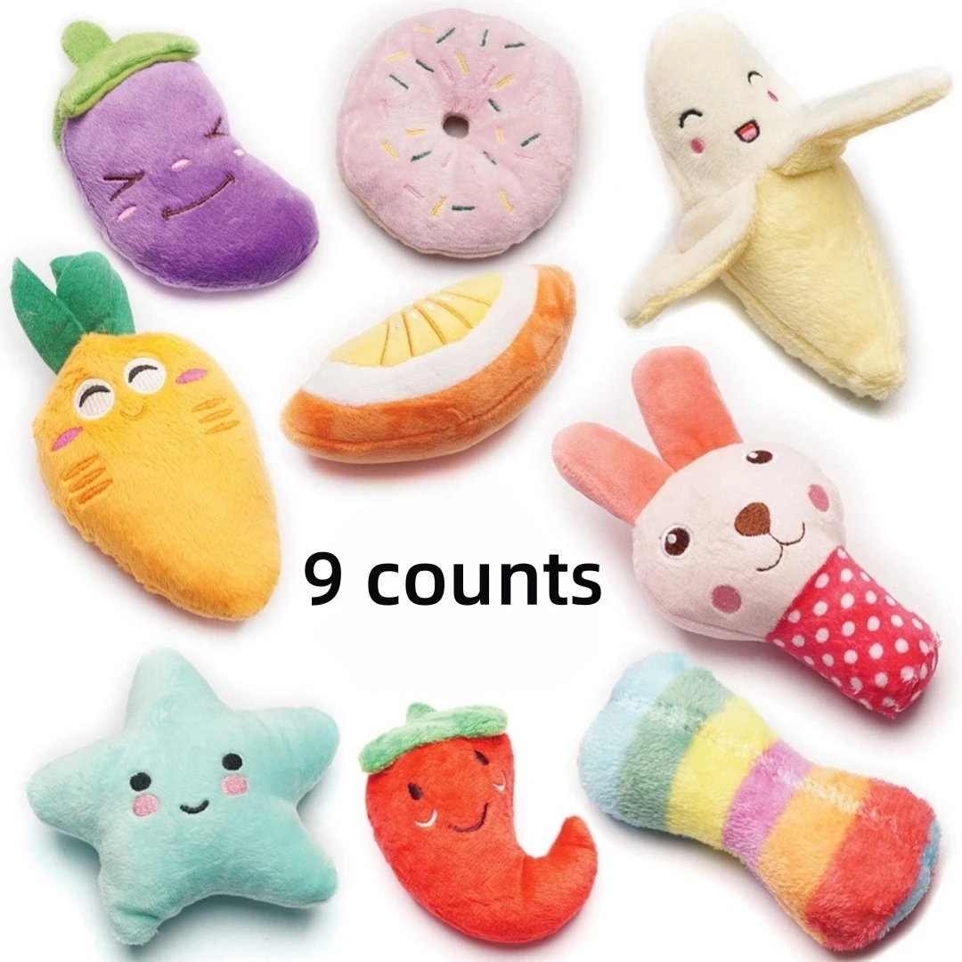 9-piece set of squeaking puppy toys, cute multi-color design, can bite at any time, suitable for small dogs