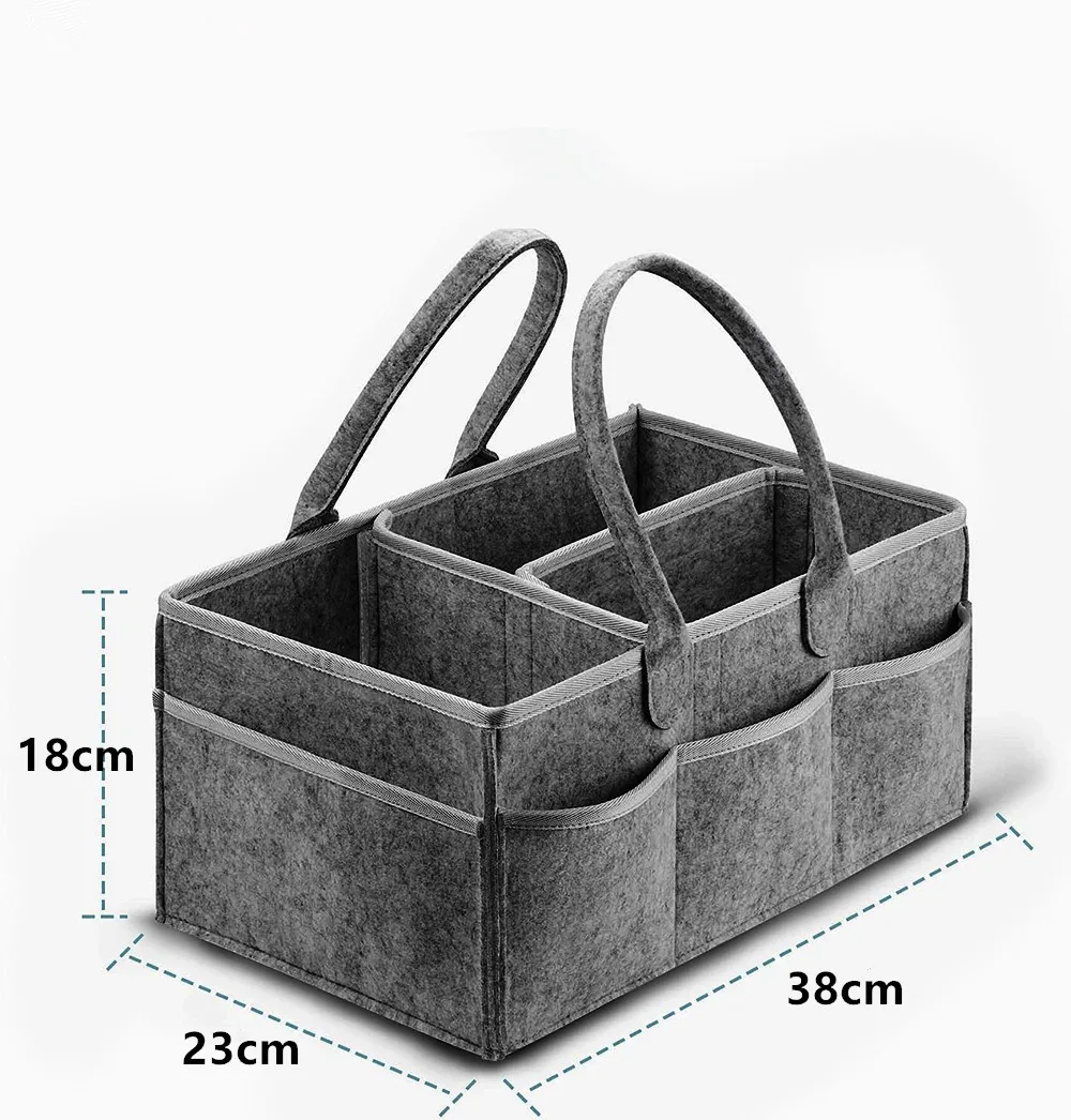 Bolsa de pañales, organizador de pañales de fieltro, bolsa multifuncional para pañales de bebé, bolsa de almacenamiento grande, artículos para recién nacidos, bolsa de soporte portátil